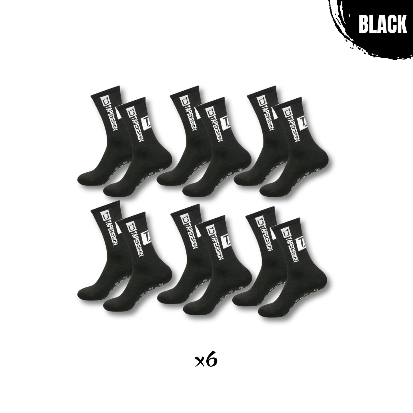 Set of 6 pairs of black non-slip training socks – built for traction, comfort, and power during intense workouts.