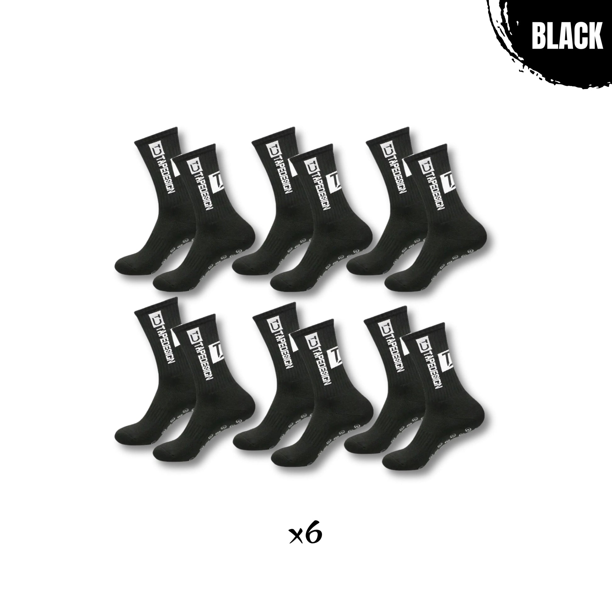 Set of 6 pairs of black non-slip training socks – built for traction, comfort, and power during intense workouts.