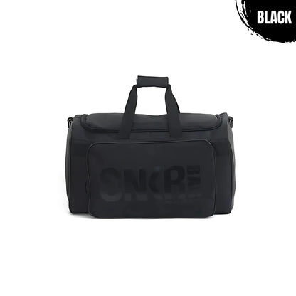All-black training bag with tone-on-tone front design, ideal for discreet storage of MMA or gym equipment.