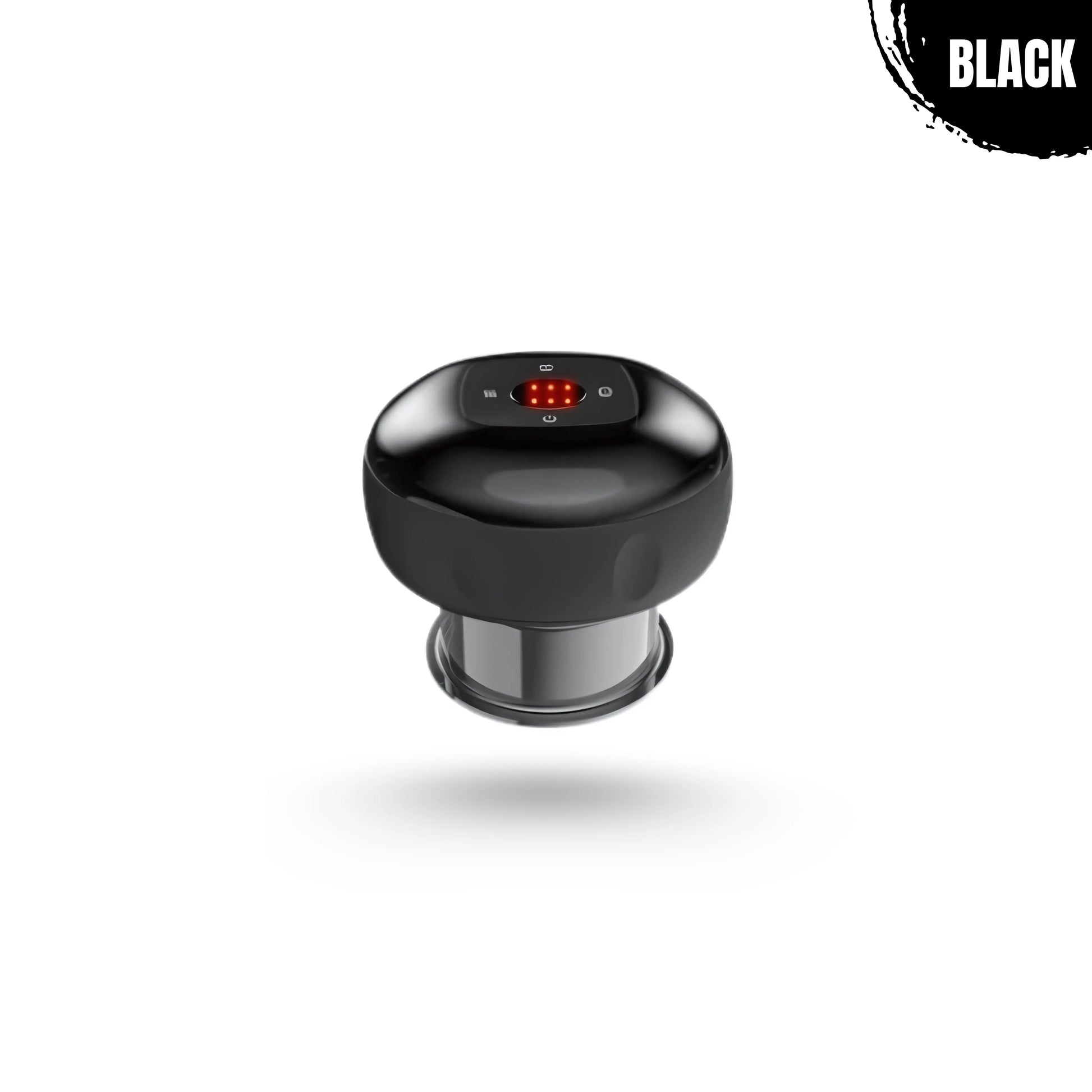 Black massage cup device with heat therapy to eliminate muscle pain.