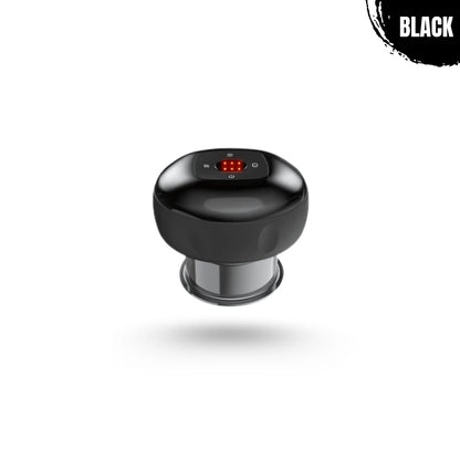 Black massage cup device with heat therapy to eliminate muscle pain.