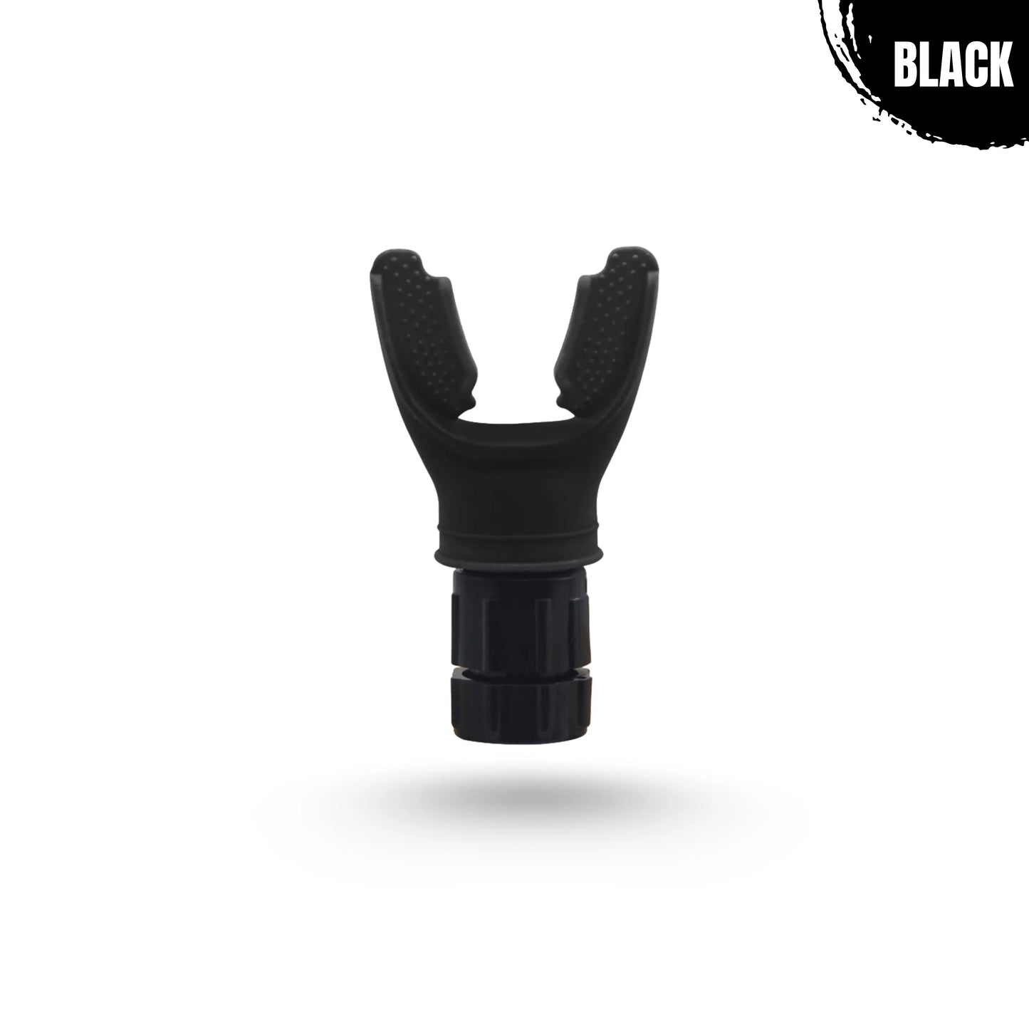 Black resistance breathing trainer for MMA and combat athletes, improves lung strength and stamina