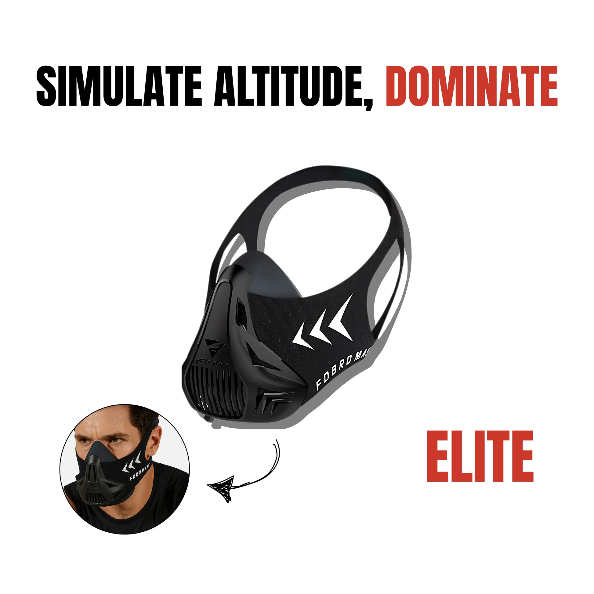 THE O2 ELITE™ training mask simulating altitude to boost stamina and breathing performance for MMA and combat athletes