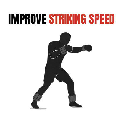 Boxer wearing THE POWERLOADS™ on wrists and ankles to increase striking speed during MMA shadowboxing.
